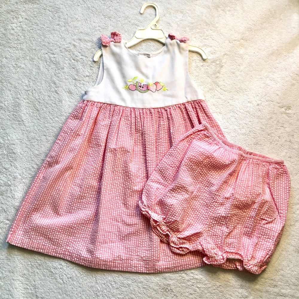 Samara Baby Girl Pink Watermelon Dress & Bloomers